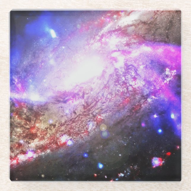 Colorful Cosmos Glass Coaster (Front)