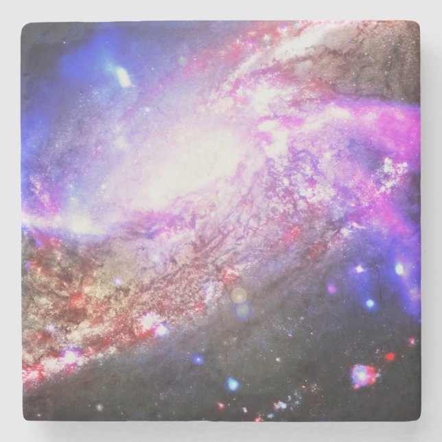 Colorful Cosmos Stone Coaster (Front)