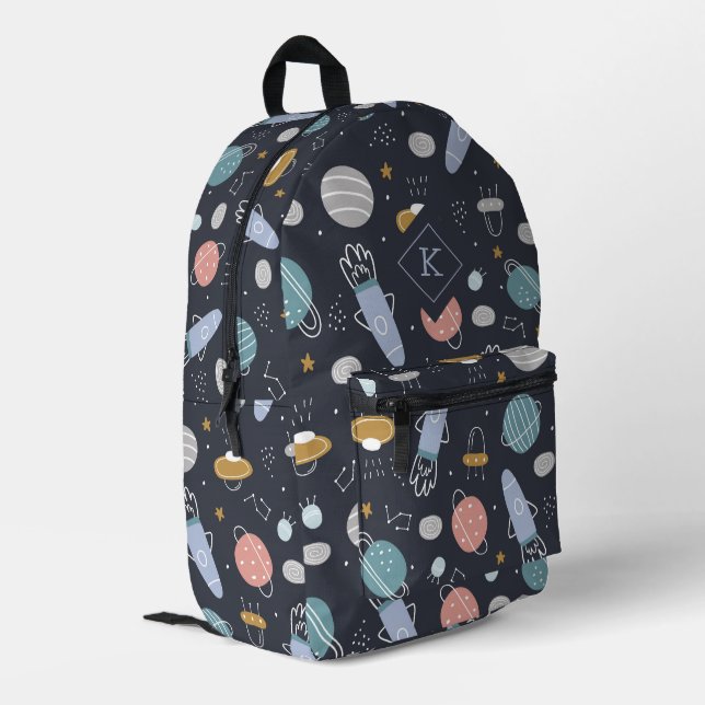 Colorful cosmos symbols kids pattern printed backpack (Back Corner Left)
