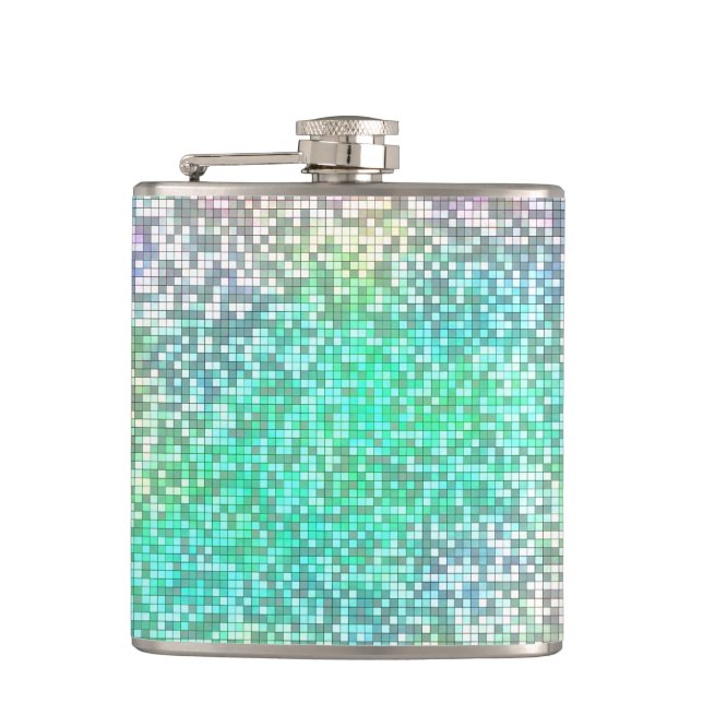 Colorful Cosmos Tile Mosaic Flask (Front)