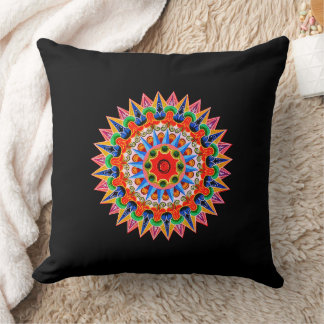 Colorful Costa Rica Folklore Design Pillow
