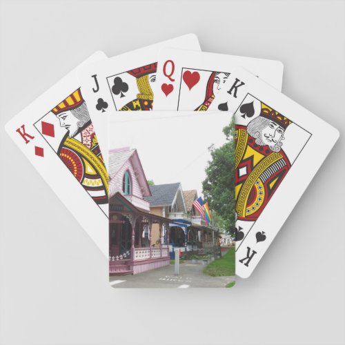 Colorful Cottages with Flags _ Marthas Vineyard Poker Cards