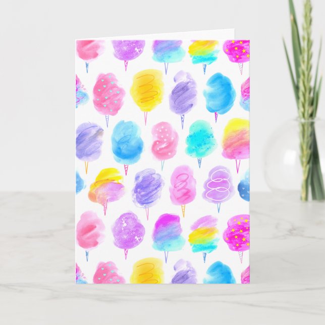 Colorful Cotton Candy Watercolor Pattern Card (Front)