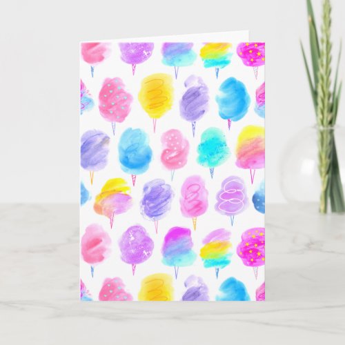 Colorful Cotton Candy Watercolor Pattern Card