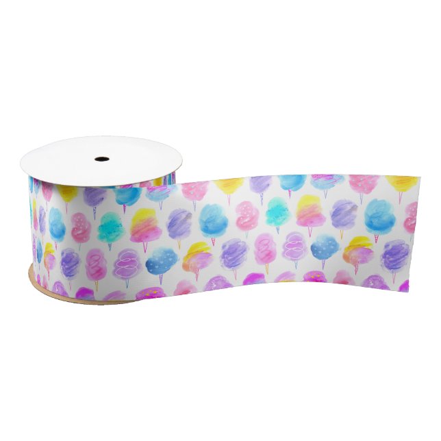 Colorful Cotton Candy Watercolor Pattern Satin Ribbon (Spool)
