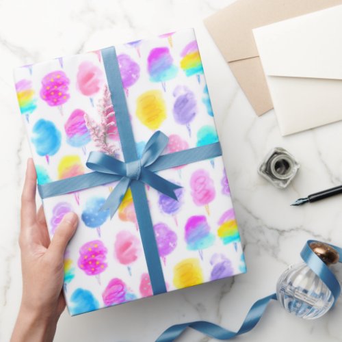 Colorful Cotton Candy Watercolor Pattern Wrapping Paper
