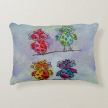 Colorful Couch Pillows (Whimsical Birds 01)