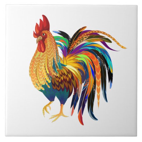 Colorful Country rooster decor Ceramic Tile