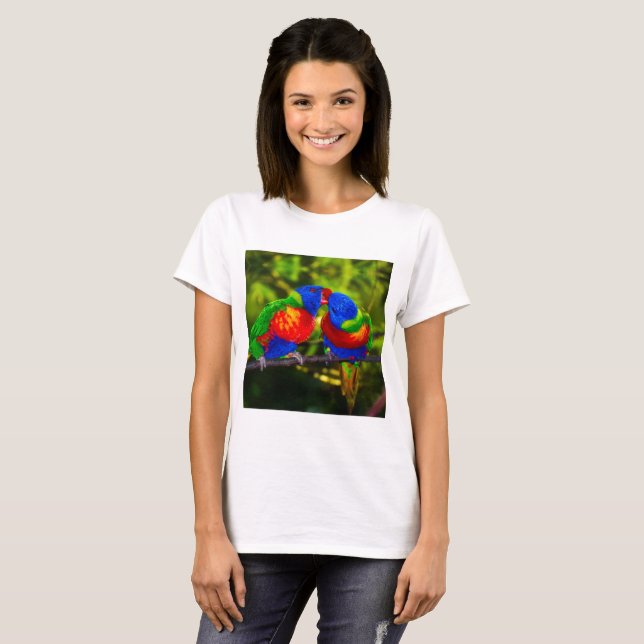 Colorful Couple of Parrots T-Shirt (Front Full)
