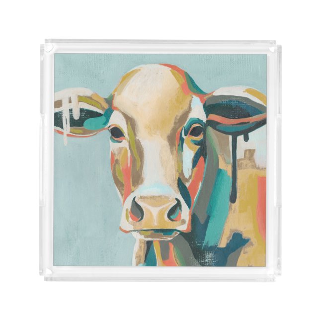 Colorful Cow Acrylic Tray (Front)