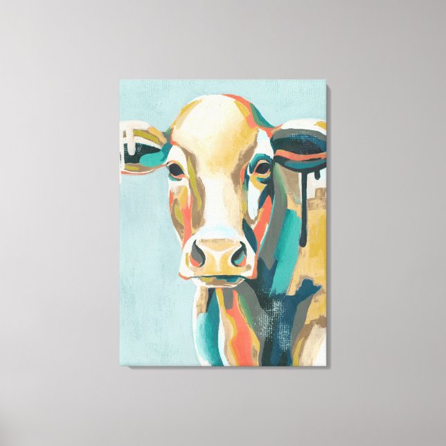 Colorful Cow Canvas Print (Front)