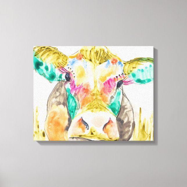 Colorful Cow Design Canvas Print (Front)