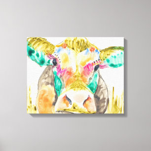 Colorful Cow Design Canvas Print