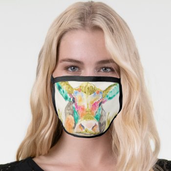 Colorful Cow Design Face Mask by worldartgroup at Zazzle