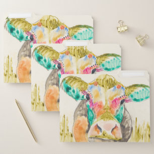 Colorful Cow Design File Folder
