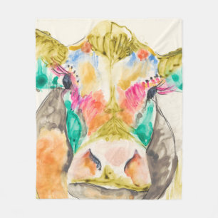 Colorful Cow Design Fleece Blanket