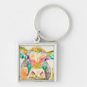Colorful Cow Design Keychain