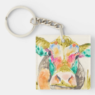 Colorful Cow Design Keychain