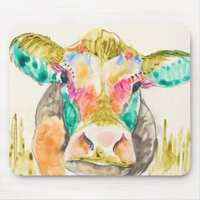 Colorful Cow Design Mouse Pad (Front)