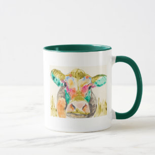 Colorful Cow Design Mug