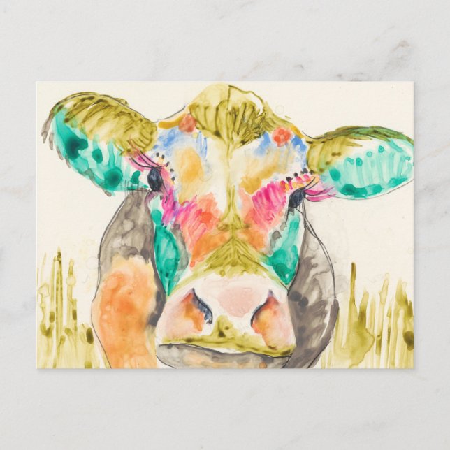 Colorful Cow Design Postcard (Front)