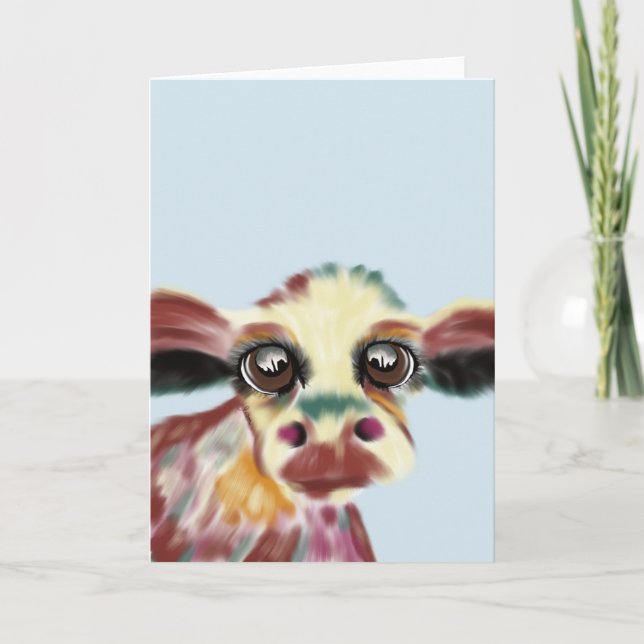 Colorful Cow Greeting Card (Front)