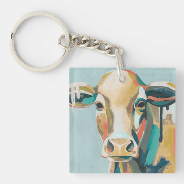Colorful Cow Keychain (Front)