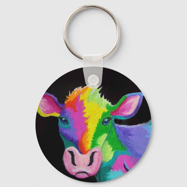 Colorful Cow Keychain (Front)