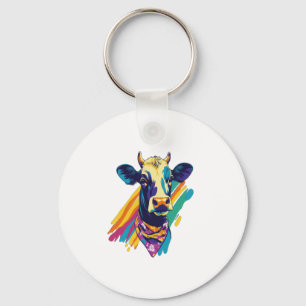 Colorful Cow Png, Rainbow Cow Design Png Keychain