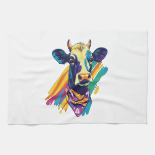 Colorful Cow Png, Rainbow Cow Design Png Kitchen Towel