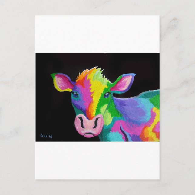 Colorful Cow Postcard (Front)