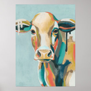 Colorful Cow Poster