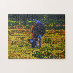 Colorful Cow Poster Art Farm Puzzle