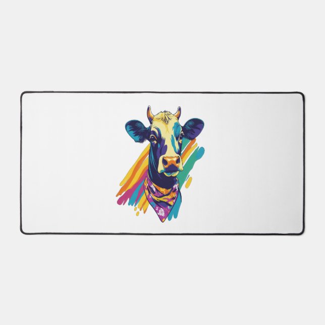 Colorful Cow , Rainbow Cow Design  Desk Mat (Front)