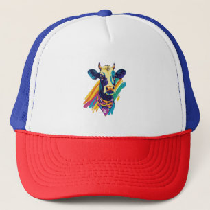 Colorful Cow , Rainbow Cow Design  Trucker Hat