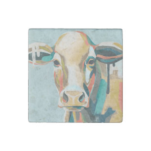 Colorful Cow Stone Magnet