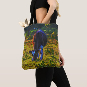 Colorful Cow Texas Art Farm Tote Bag