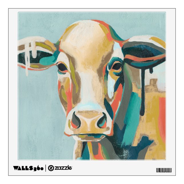 Colorful Cow Wall Decal (Front)