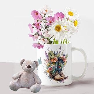 Colorful Cowgirl Boots and Flowers Coffee Mug