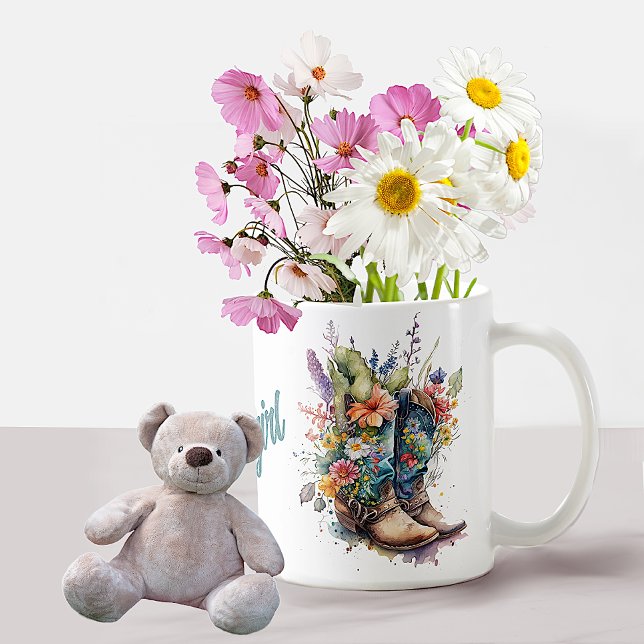 Colorful Cowgirl Boots and Flowers Coffee Mug (Creator Uploaded)