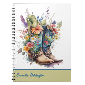 Colorful Cowgirl Boots with Wildflowers Notebook