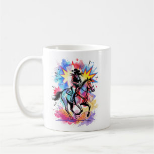 Colorful Cowgirl Horse Watercolor Pop Art Coffee Mug