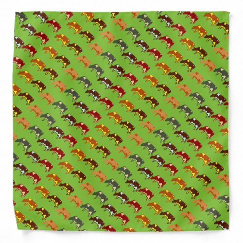 Colorful Cows grazing in field bandana