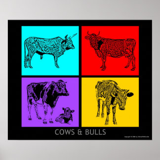 Colorful Cows Poster