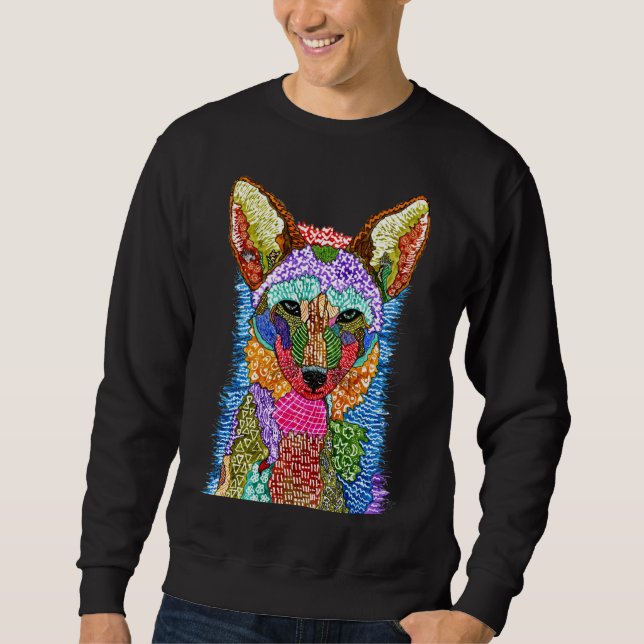 Colorful Coyote Illustration Sweatshirt (Front)