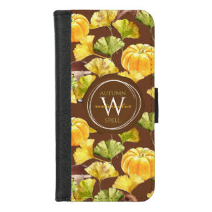 Colorful Cozy Autumn Watercolor Pattern Monogram iPhone 8/7 Wallet Case