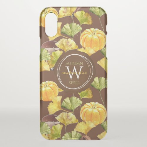 Colorful Cozy Autumn Watercolor Pattern Monogram iPhone X Case