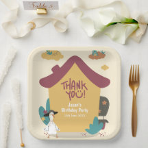 Colorful Cozy House Kids Birthday Thank You