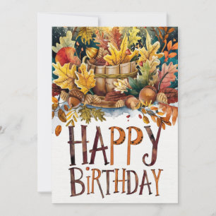Colorful Cozy Wish Autumn Fall Happy Birthday Card