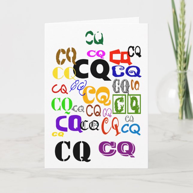 Colorful CQ Ham Radio Greeting Card (Front)